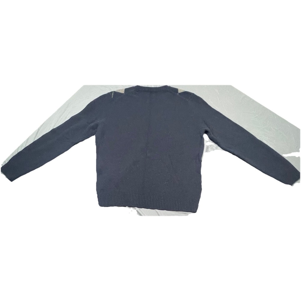 J. Crew 100% LambsWool Sweater Men's Large Blue Gray Argyle‎ V-Neck Pullover - Picture 7 of 8